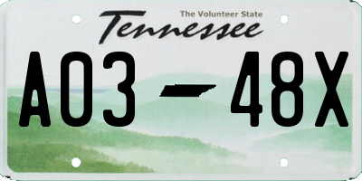 TN license plate A0348X