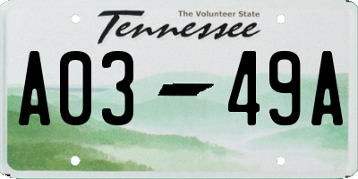 TN license plate A0349A