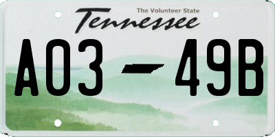 TN license plate A0349B