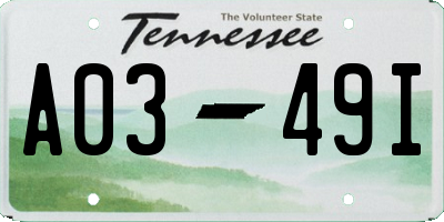 TN license plate A0349I