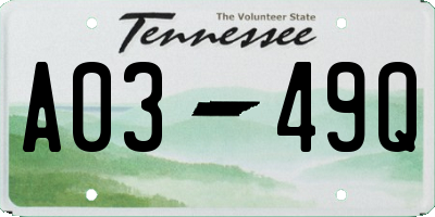 TN license plate A0349Q