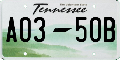 TN license plate A0350B