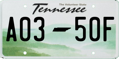 TN license plate A0350F