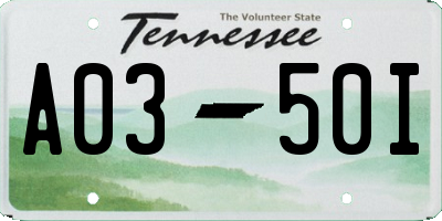 TN license plate A0350I