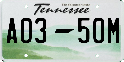TN license plate A0350M