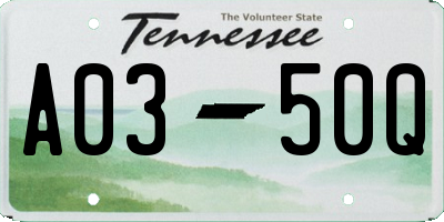TN license plate A0350Q