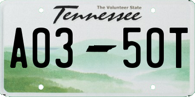 TN license plate A0350T