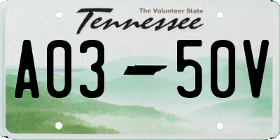 TN license plate A0350V