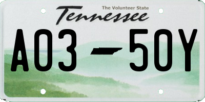TN license plate A0350Y
