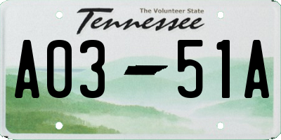 TN license plate A0351A