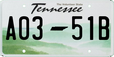 TN license plate A0351B