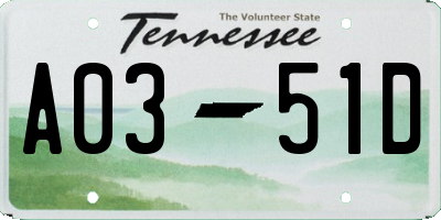 TN license plate A0351D