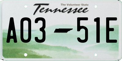 TN license plate A0351E