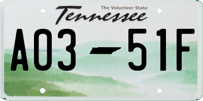 TN license plate A0351F