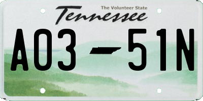 TN license plate A0351N