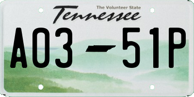 TN license plate A0351P