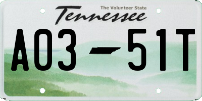 TN license plate A0351T