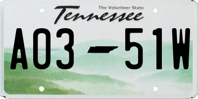 TN license plate A0351W