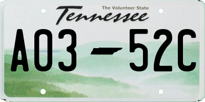 TN license plate A0352C