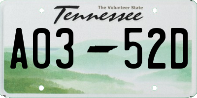 TN license plate A0352D