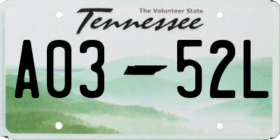 TN license plate A0352L