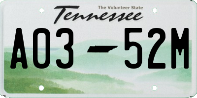 TN license plate A0352M