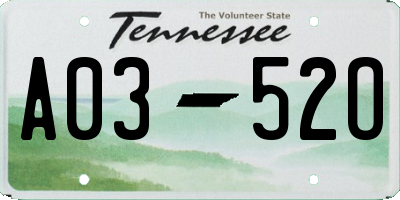 TN license plate A0352O