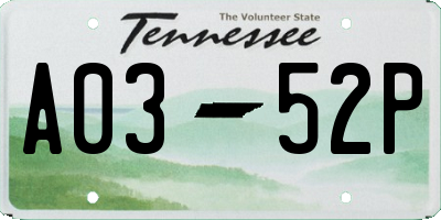 TN license plate A0352P