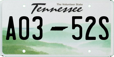 TN license plate A0352S