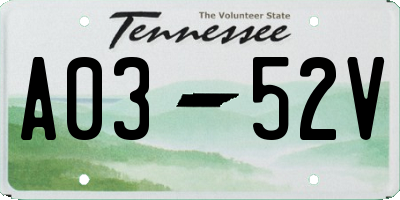 TN license plate A0352V