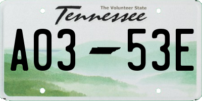 TN license plate A0353E