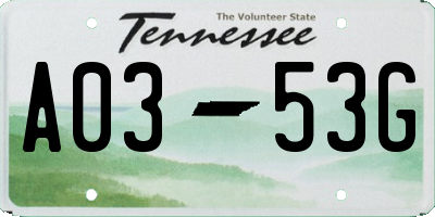 TN license plate A0353G