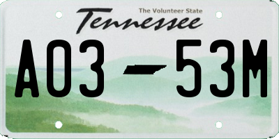 TN license plate A0353M