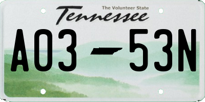 TN license plate A0353N