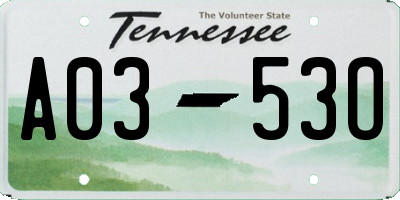 TN license plate A0353O