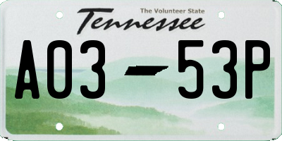 TN license plate A0353P