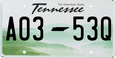 TN license plate A0353Q