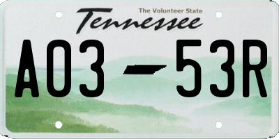 TN license plate A0353R