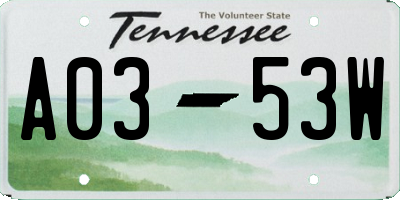 TN license plate A0353W