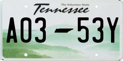TN license plate A0353Y