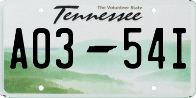 TN license plate A0354I