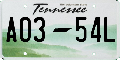 TN license plate A0354L