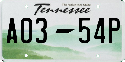 TN license plate A0354P