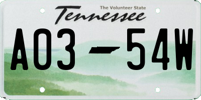 TN license plate A0354W