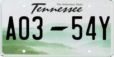 TN license plate A0354Y