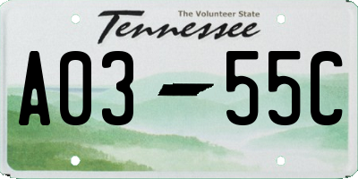TN license plate A0355C