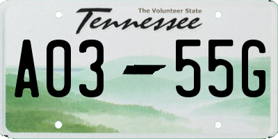 TN license plate A0355G