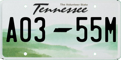 TN license plate A0355M