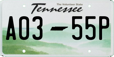 TN license plate A0355P