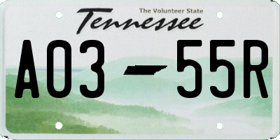 TN license plate A0355R